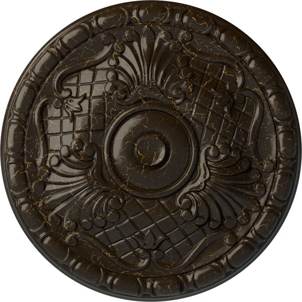 Ekena Millwork Amelia Ceiling Medallion (Fits Canopies up to 4 1/8"), 15 3/4"OD x 5/8"P, Stone Hearth Crackle CM16AMSHC - main